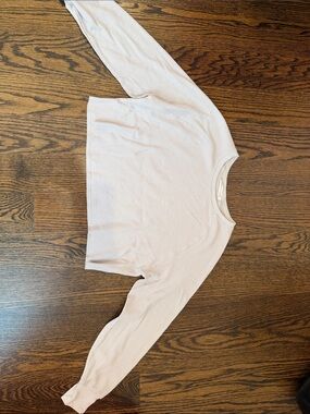 Women’s Urban Daisy Cropped Waffle Thermal Light Grey Shirt Size S